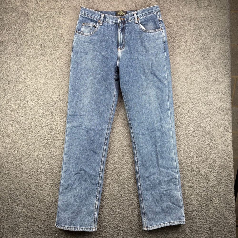 RedHead Mens Fleece Lined Straight Leg Denim Jeans Blue 34x34 Insulated Warm